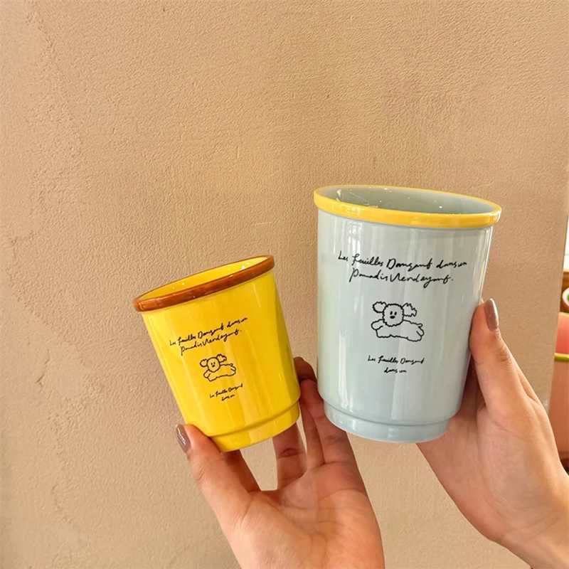 Cute Korean Coffee Cup 200/400ml Kawaii Ceramic Mug For Tea Milk Water Juice Mocha Lover Resuable Espresso Breakfast Cup Gift Y251125