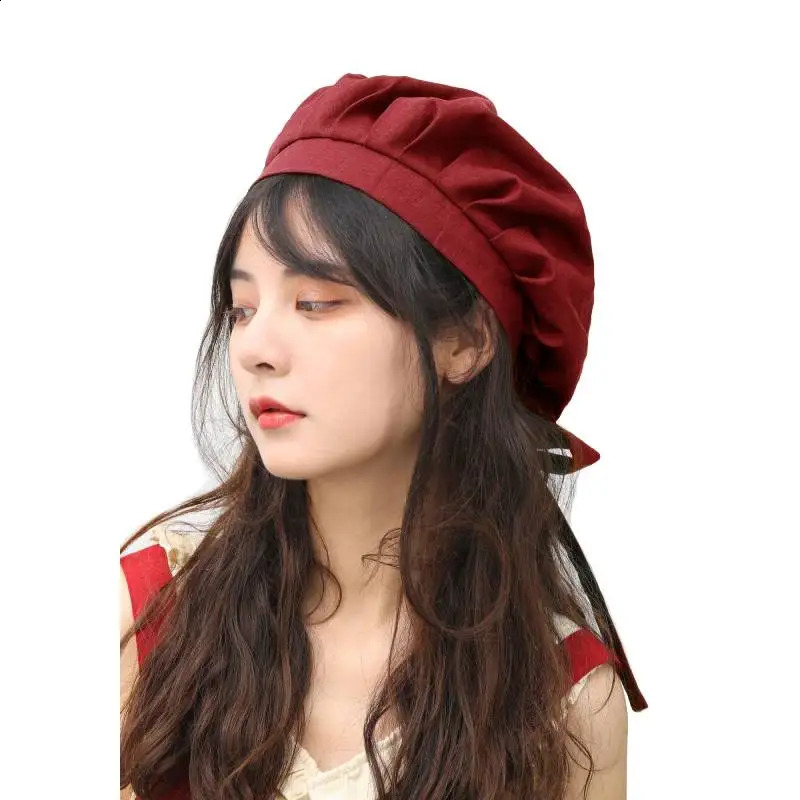 DAZCOS Medieval Linen Bonnet Mob Cap with Long Ribbons Renaissance Prairie Mop Hat for Women Cosplay Costume Accessory 250420