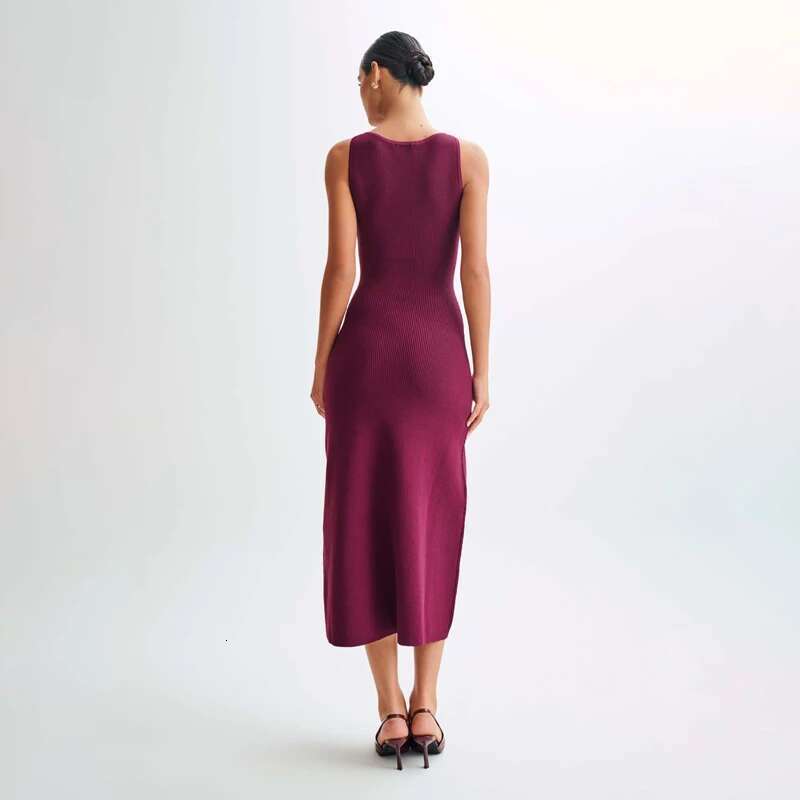 Knitted Long Dress For Women Elegant Sleeveless Button Maxi Sweater Bodycon Dresses Female Party Fashion Vestidos 2024 N
