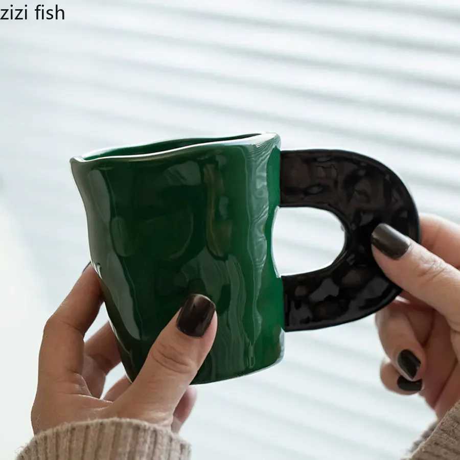 Personty Contrasting Ceramic Mug Office Cups Couple Water Glasses Milk Tea Cups Milk Mug Breakfast Cup Juice Cup Teacup Y251125