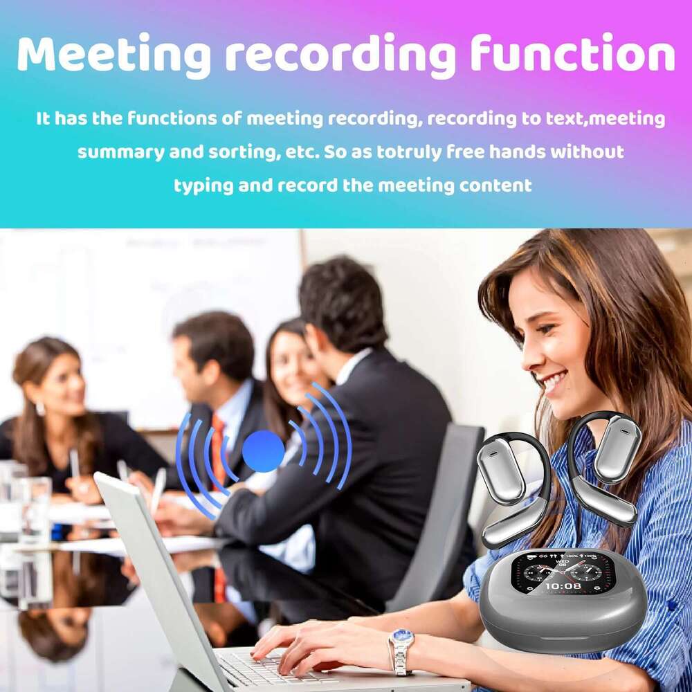 Original AI Translator Wireless Earphones With Mic,Intelligent Touch Screen,Hifi Bluetooth 5.4 Headphones Sports Noise Reduction