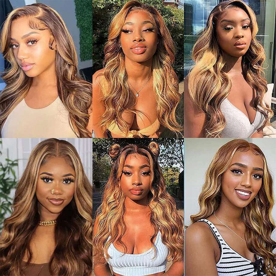 30 Inch Colored Highlight Human Hair Brazilian Body Lace Front Wigs For Women 13X4 13X6 Hd Transparent Loose Wave Wig