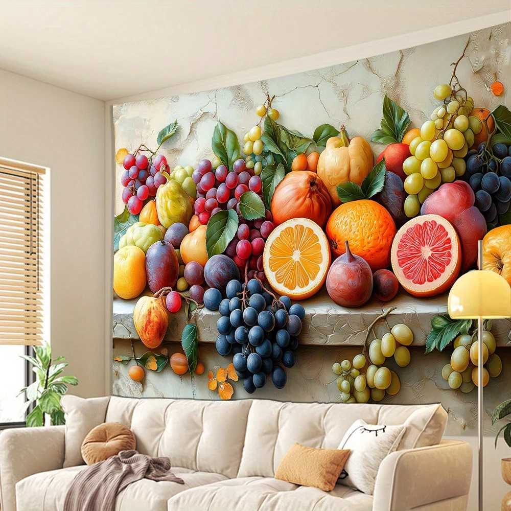 Vintage 3D Fruit Tapestries Wall Hanging-Living Room Bedroom Home Office Polyester Fabric Art Deco Ideal Gift for Fruit LoversM251125