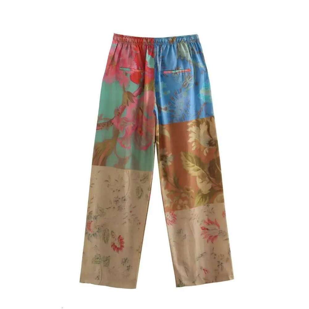 2024 Print Sets For Woman New Fashion Long Sleeve Shirts Chic Drawstring Wide Leg Pants Casual 2 Pieces Women Outfits