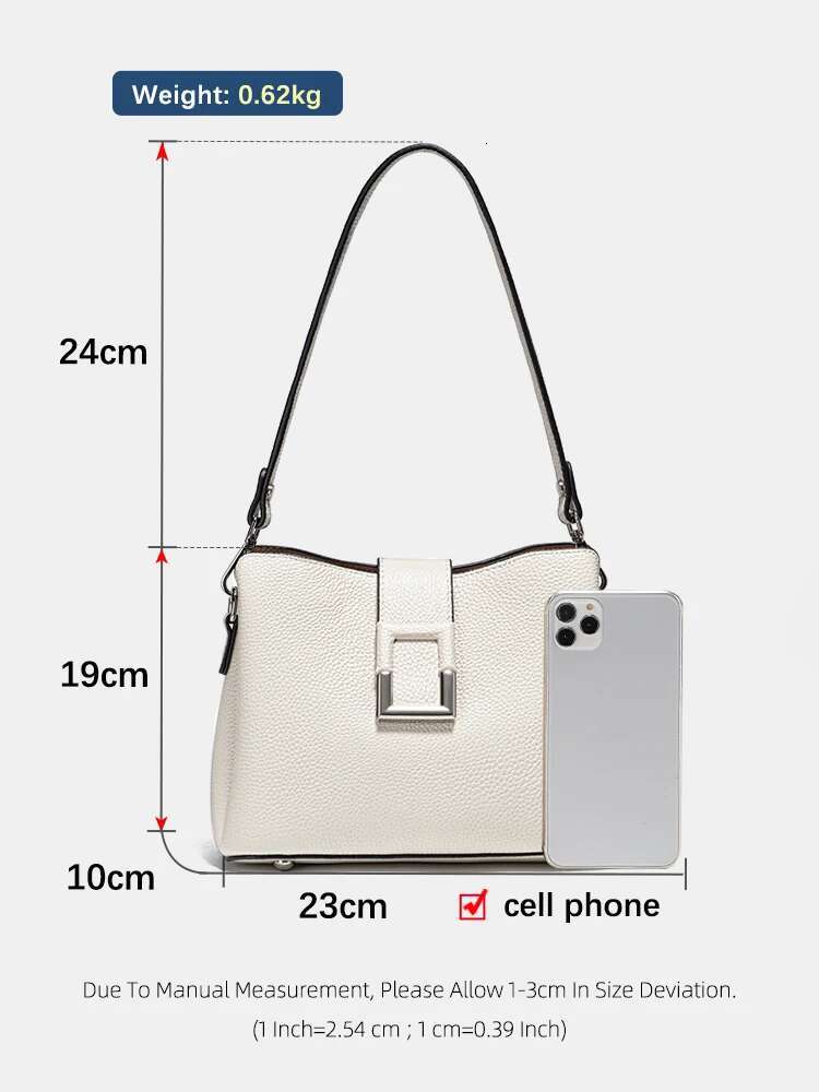 Zency Genuine Leather White Designer Noble Shopper Shoulder Commuter Large Handbag Women Tote Bucket Cross Body Bag