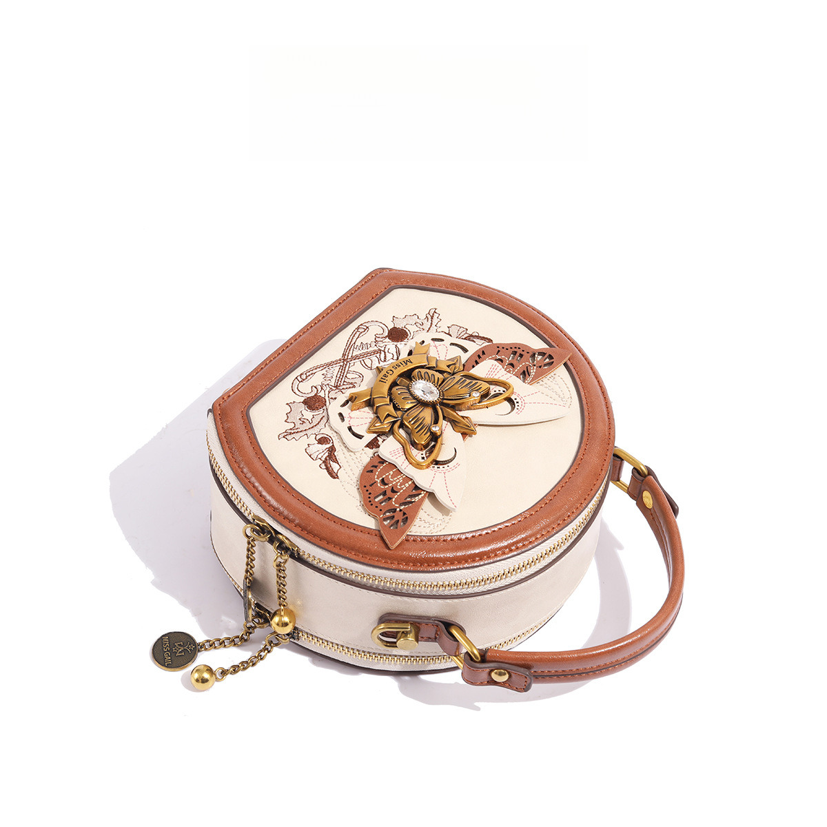 2025 New Bow Designer Bag For Women Fashion Retro Luxury Small Round Bag One Shoulder Crossbody Handbag