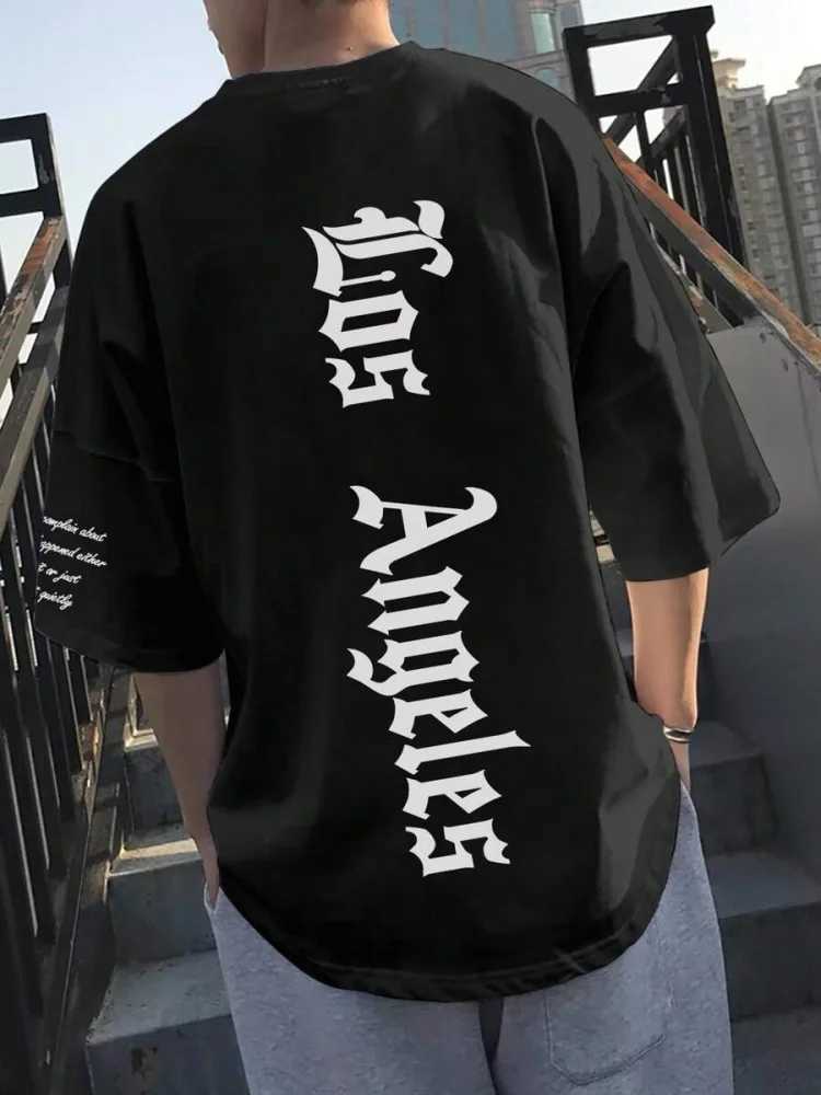 Los Angeles letter printed mens T-shirt summer casual mens short sleeved top outdoor sports mens fashion T-shirt W250425