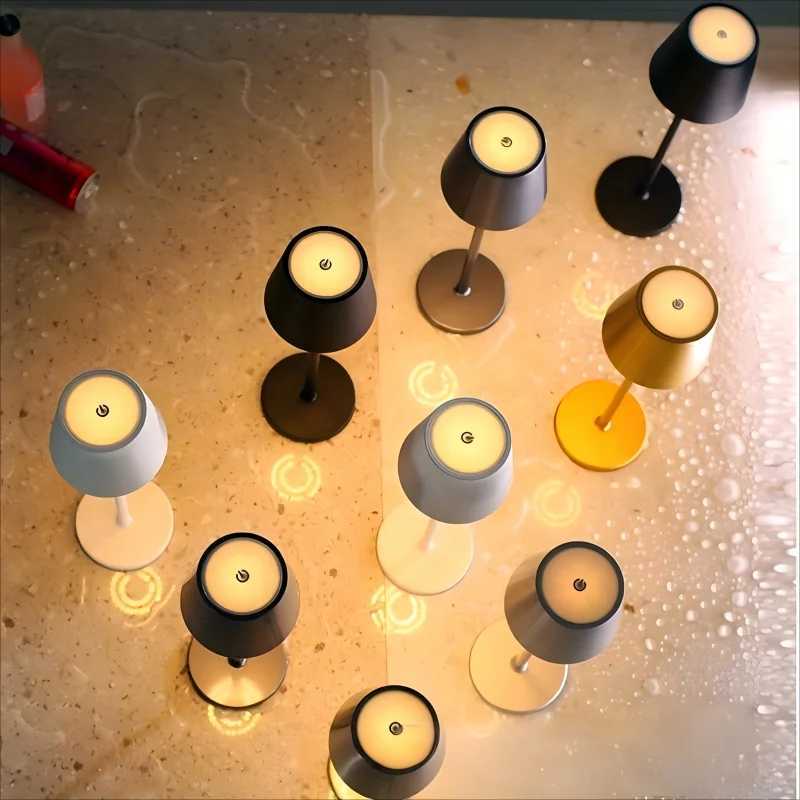 LED touch three-color desk lamp rechargeable desktop night light creative bedside restaurant caf decorative lightingM251125