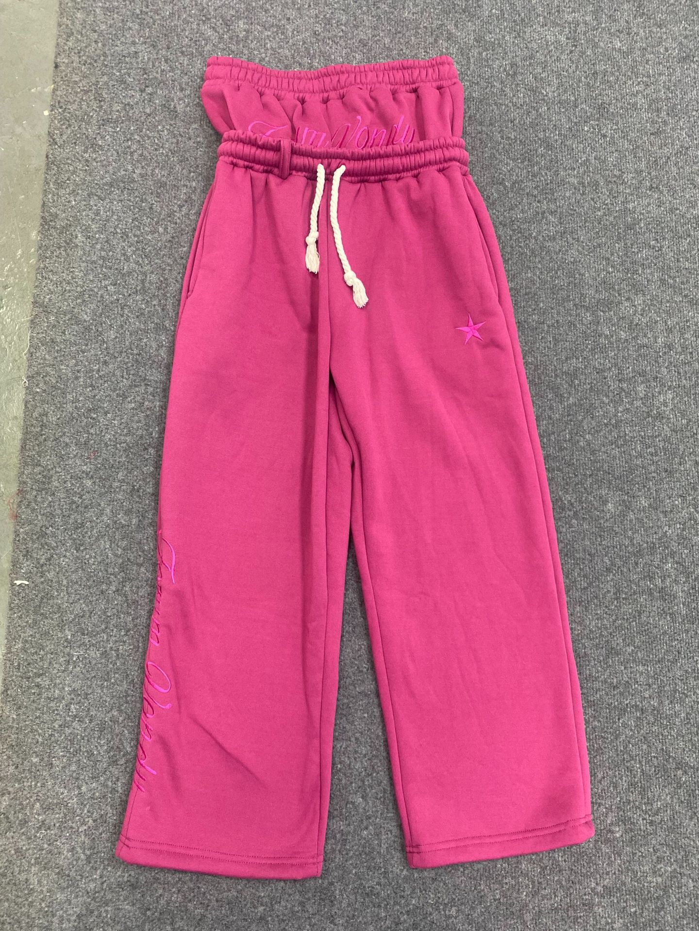 Men's Pants Harajuku Loose Double Waisted Sweatpants Y2K American Solid Color Letter Embroidery Casual Hip Hop Drawstring Waist Jogger