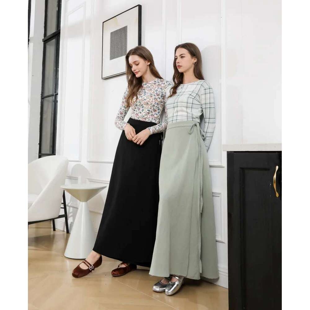 AS 2025 Spring Summer Woman One Pieces Wrap Skirts Adjustable Waist 2Cm Skirt High Quality Linen Lady Wear