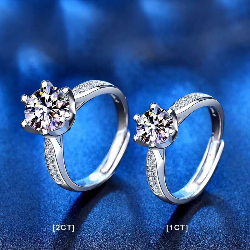 In Stock 925 Sterling Silver Jewelry 1Ct VVS Moissanite Wedding Ring Solitaire Engagement Ring Mini Gifts for Women
