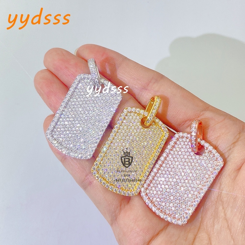 Hot Sale Solid Back Fully Iced Out 18k Gold Plated Sterling Silver Necklace Moissanite Diamond Pendant