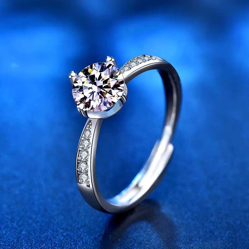 OEM Jewelry Factory Custom Adjustable 925 Sterling Silver Moissanite Ring Minimalist Wedding Engagement Rings Women