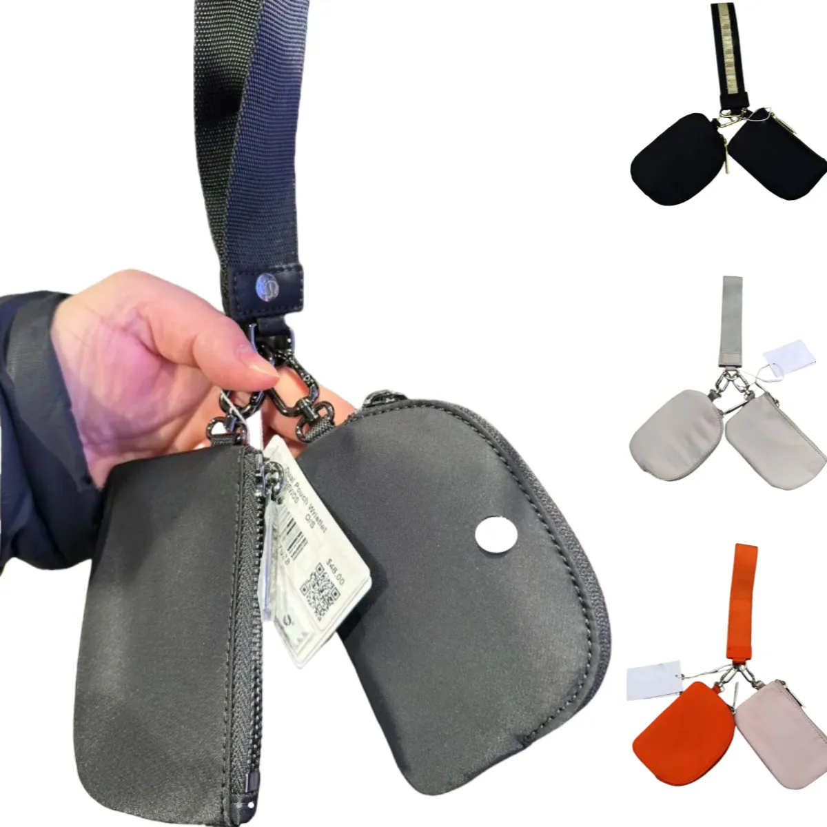 TOP 10 Colours Black Bag Dual Pouch Mini Zip Around Wristlet Portable Keychain Wallet Coin Purse Pocket bag coin purse butler mini bag lululies lemonity keychain Bag