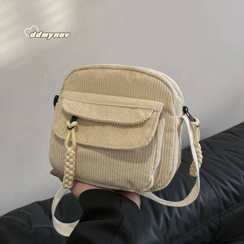 Korean Haruku Messenger Bags Corduroy Women's Small Shoulder Teenager Girl Crossbody Bag Cute Tote Student Bolsa ddmynov