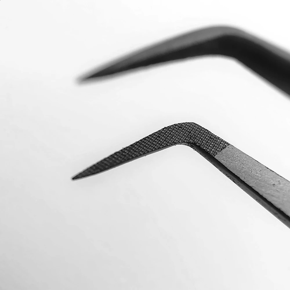 Fiber Tip False Lash Tweezers For Eyelash Extensions Black tweezer perfect close tip of tweezer for eyelashes 250422