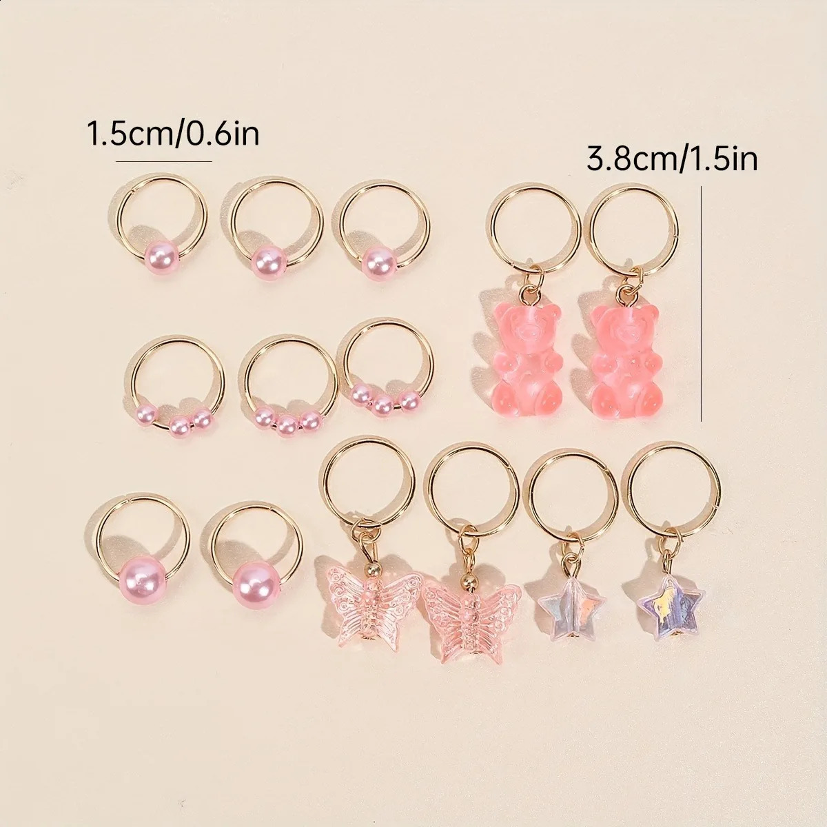 14 cute butterfly bear hair braided rings suitable for girls pearl shaped bead clips accessories local jewelry 250417