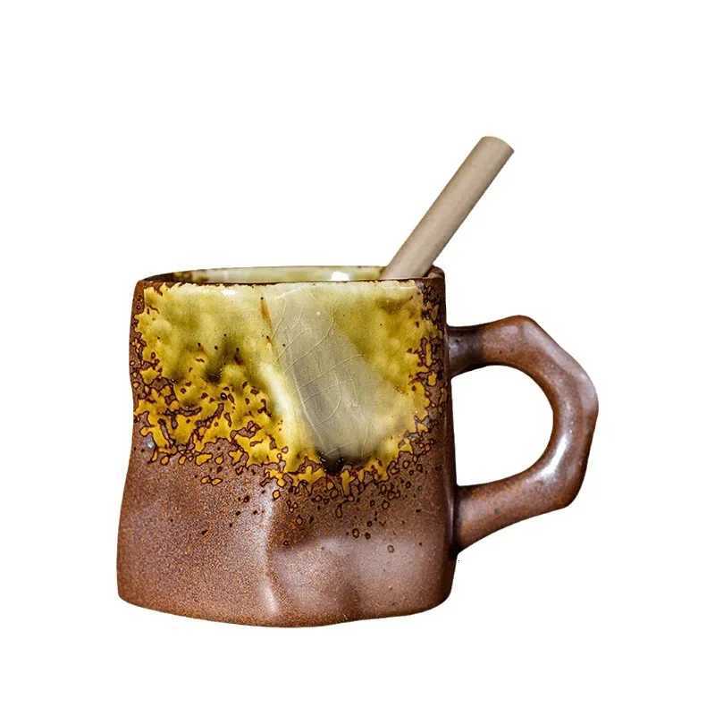 Creative Retro Kiln Ceramic Coffee Mug Drinking Buffalo Milk Mug Simple Gradient Office Large Capacity Teacup Home Decoration Y251125