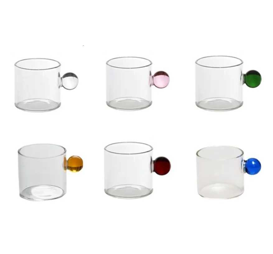 6PC Espresso Cups Small Tea Cup Set Heat Resistant Glass Teacups Bucket Table Decor 110ml Capacity Y251125