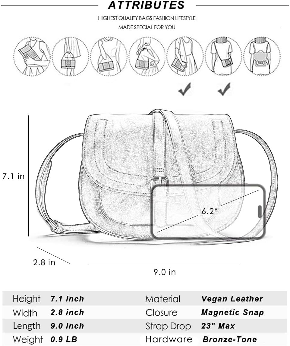 Crossbody Bags For Women,Small Saddle Purse And Boho Cross Body Handbags,Vegan Leather
