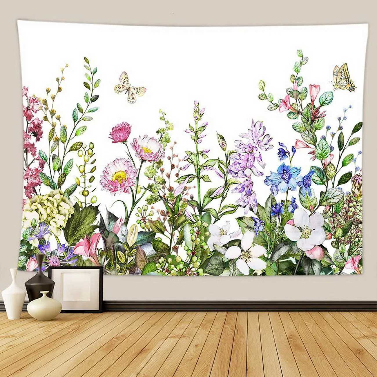 Flowers Tapestry Room Decor Aesthetic Living ation Wall Hanging Boho HouseM251125