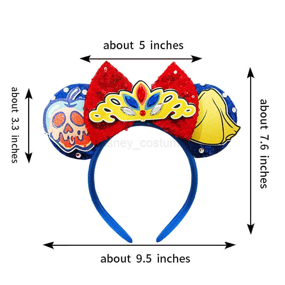 Disney Mickey Mouse Princess Snow White Headband Girl Skeleton Poison Apple Ears Hair Accessories Female Queen Hair Band X250425