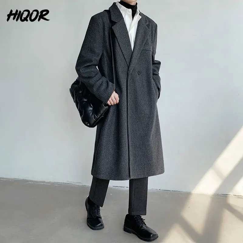 Autumn Winter Loose Fit Casual Jacket for Men Stand Collar Korean Style Mens Long Overcoat Knee-Length Fashionable Woolen CoatsT251125