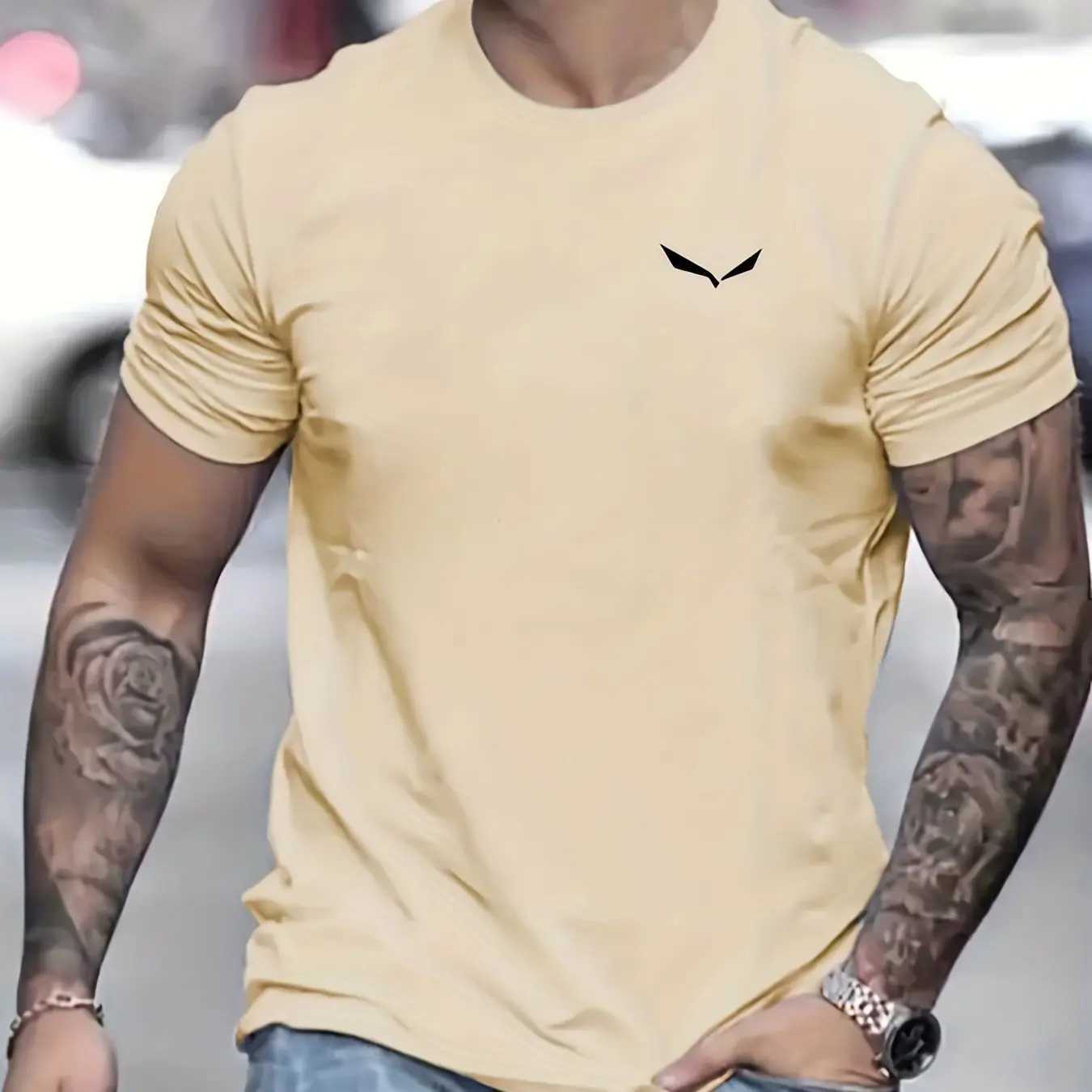 2025 New Mens Summer T-shirt Creative Printed Short Sleeve Fitness Breathable T-shirt Round Neck Fashion Short Sleeve Top W250425
