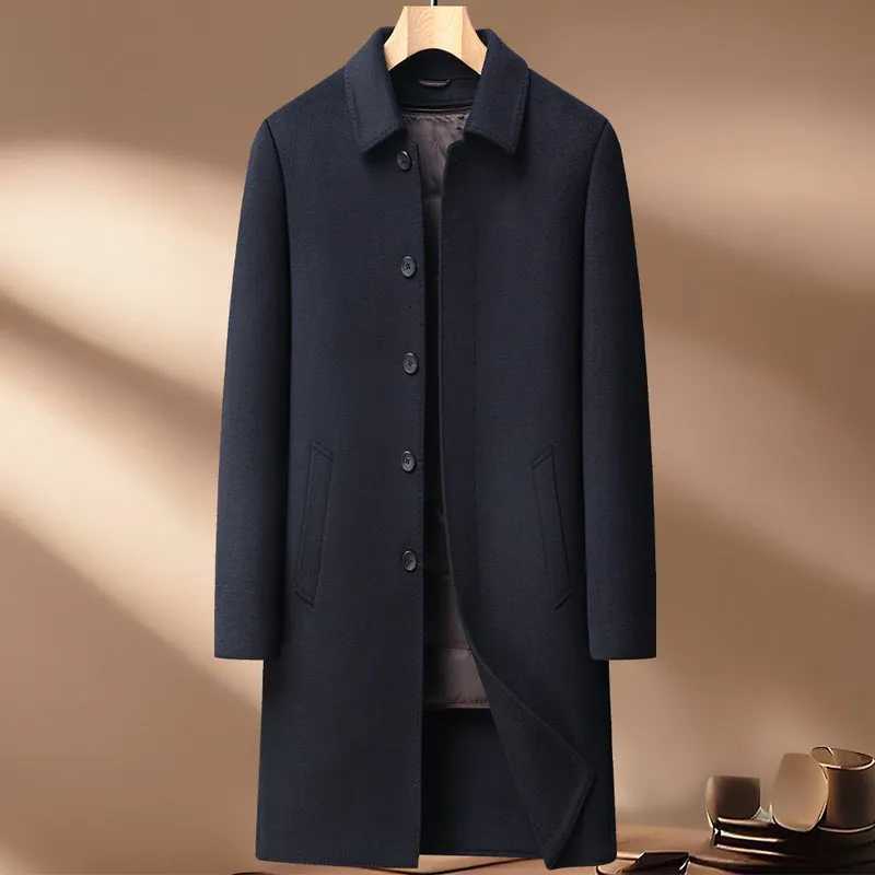 Long Length Woolen Coats 2025 Winter Mens Business Casual Duck Down Liner Overcoat Outwear Thicken Warm Wool Windbreaker JacketT251125