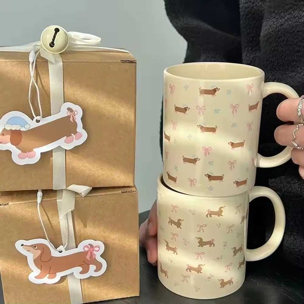 340ML Coffee Mug Cute Dachshund Dog Pattern Ceramic Cup with Handle Coffee Tea Milk Cups Breakfast Water Cup Kitchen Drinkware Y251125