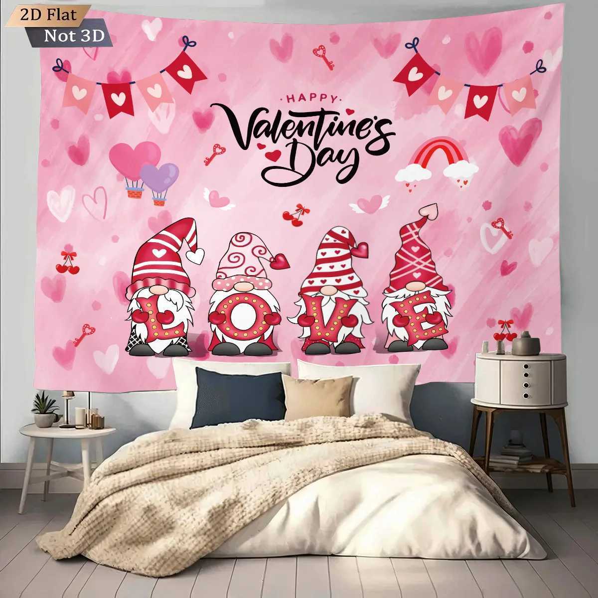 1pc Valentines Day Christmas goblin print tapestry Living room wall decoration Background cloth Machine washable space pendantM251125