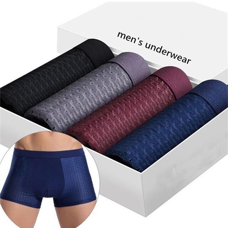 Yeah High quality 4pcs bamboo boxer suit short mens ultrafine fiber boxing underwear compression elasticity 250417