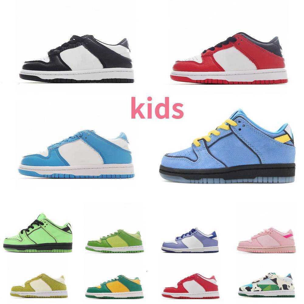 Trainers Kids Girls Bubbles Casual Shoes Designer Low Girls Boys Sports Baby Buttercup Black White Green UNC Sean Cliver Bred Jogging Chicago Outdoor Sneakers K88