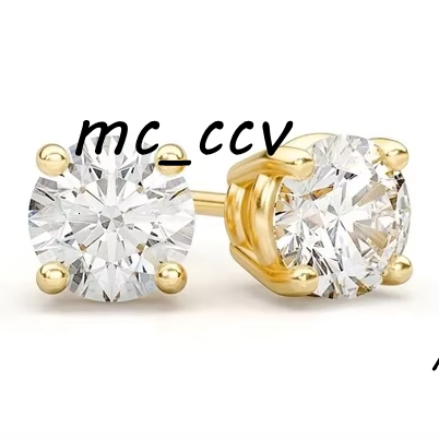 Hip Hop Iced Out Earring Real Gold 1.5CT 3CT Solitaire Diamond Stud Earrings 14k Solid Gold