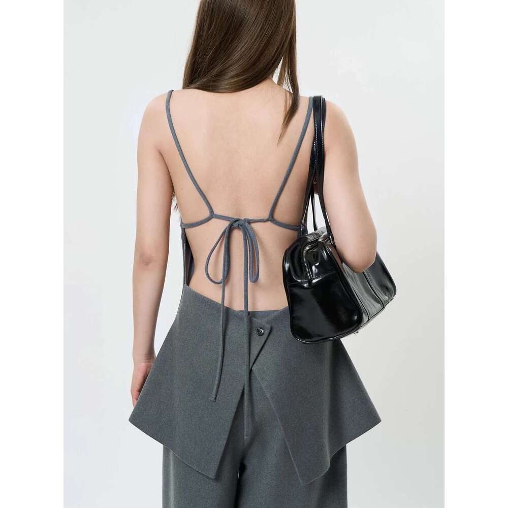 Spring Women's Casual Solid Color Slim Fit Backless Camisole Vest