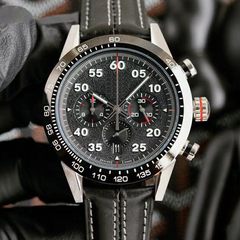 F1 Men's Watches Green Dial Men WristWatch Leather Quartz VK Fitness Watch Sports Male Clock Chronograph