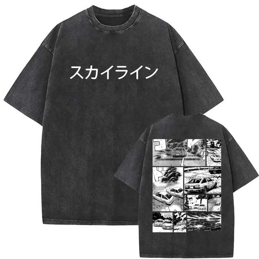 Washed Vintage Men Women Anime Initial D Fujiwara Takumi Graphic Print T-shirt Mens Manga Casual T-shirt Mens Extra Large T-shirt W250425
