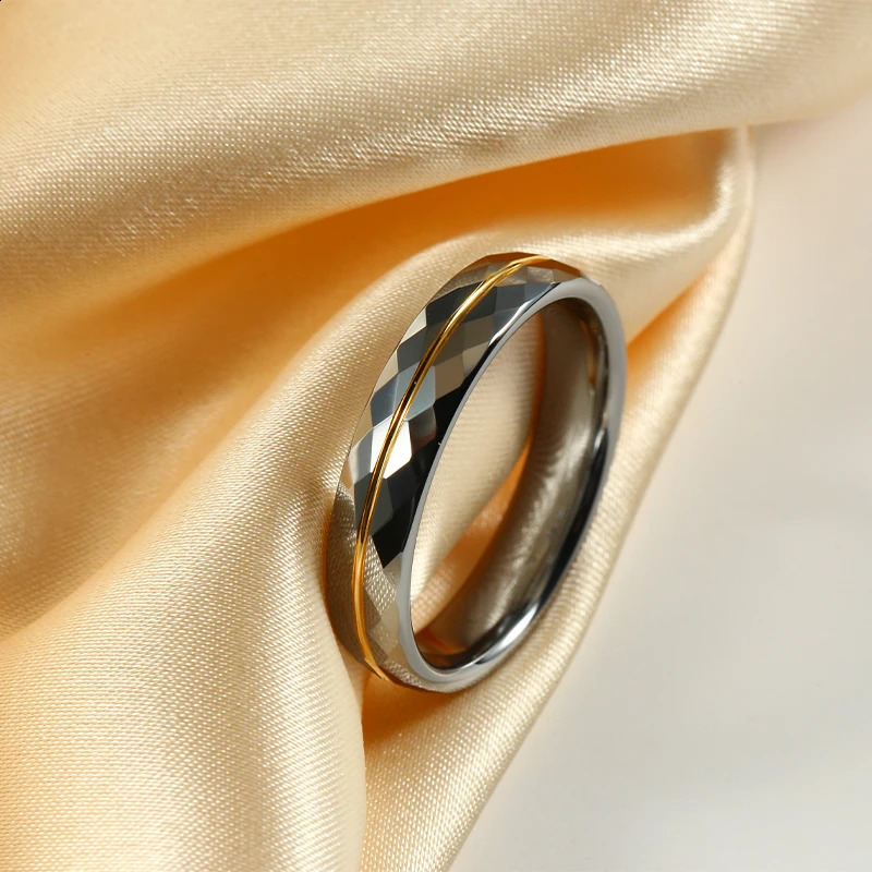Fashionable 4mm/5mm tungsten ring suitable for women couples wedding bands high polished inlay sparkling stone suitable for engagement rings 250422