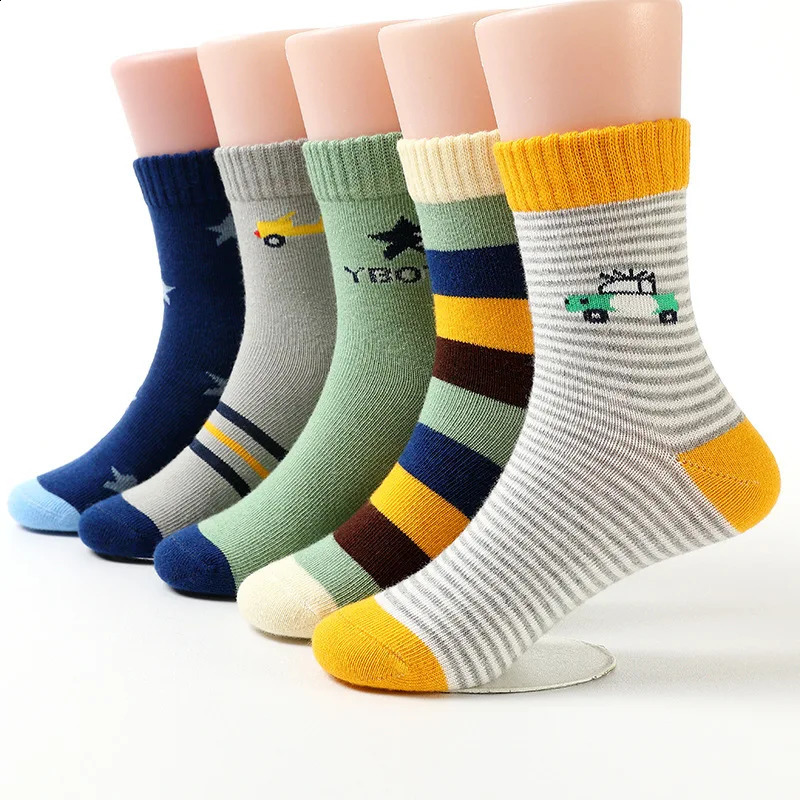 Childrens Socks Cotton Striped Car Boys Spring Autumn Cartoon Student 315 Years Old 250421