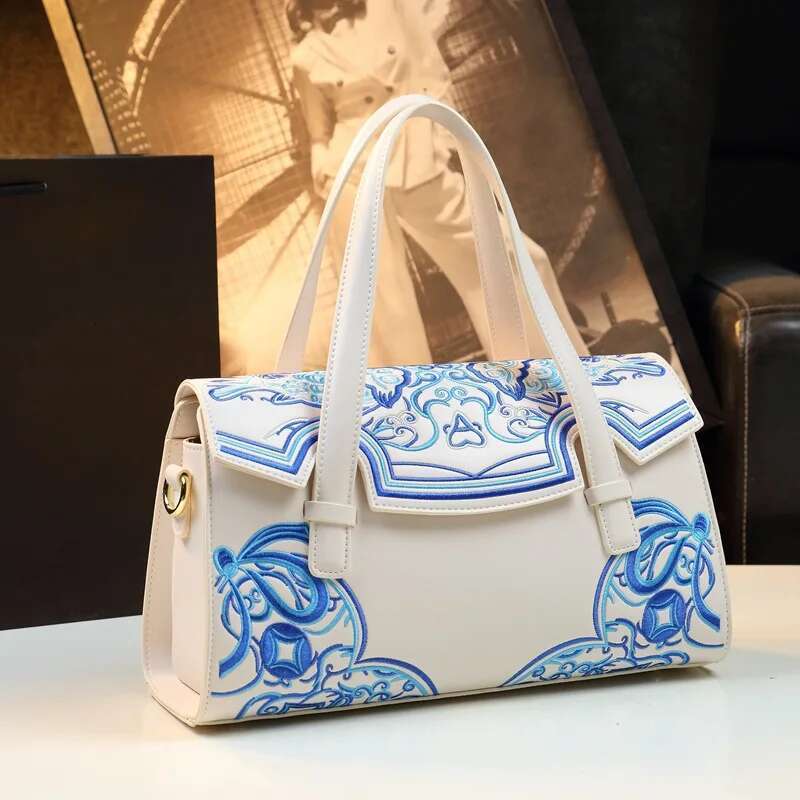 Spring new leather embroidery print mother's underarm handbag banquet dress large-capacity one-shoulder cross-body women's bag