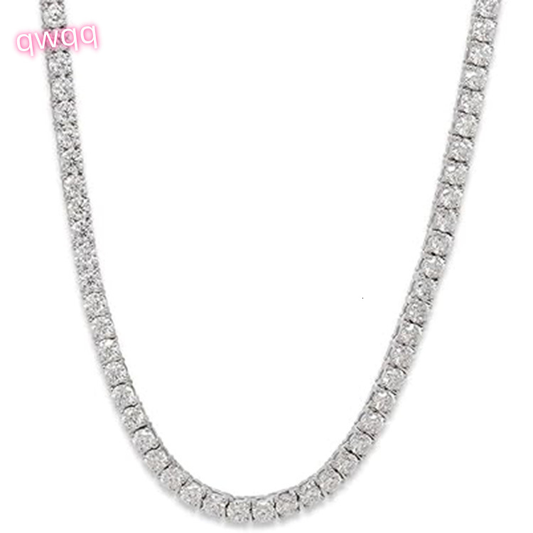 925 Gold Plated Sterling Silver 4mm Diamond Necklace Jewelry Gemstone White Moissanite Tennis Chain Necklace for Men Women
