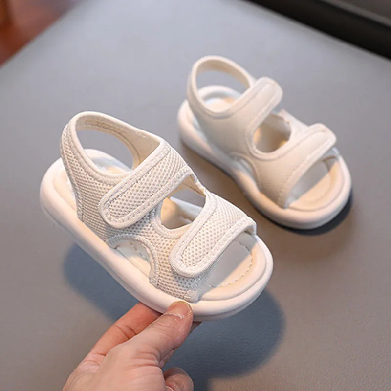 Childrens shoes boys fashionable breathable baby sandals summer white cold slip sandals 21-30 250424
