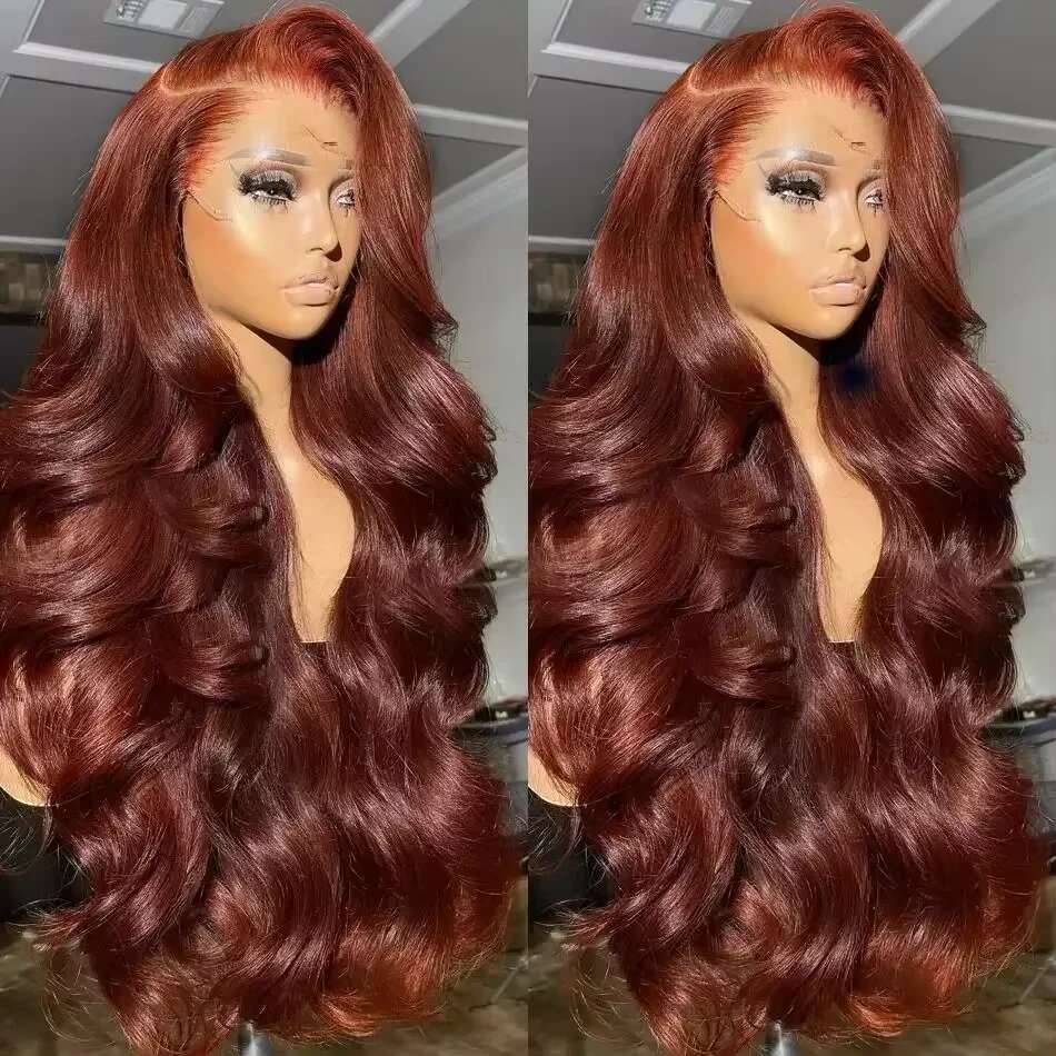 30 32 Inch Brazilian Reddish Brown 13X4 13X6 HD Front Wigs Human Hair Body Wave 300% Colored Lace Frontal Wig For Women