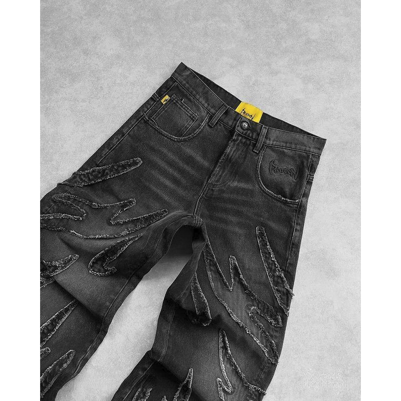 derschutze American Style Embroidered Straight Pants Unisex Versatile Personality Street Jeans Trendy 251112