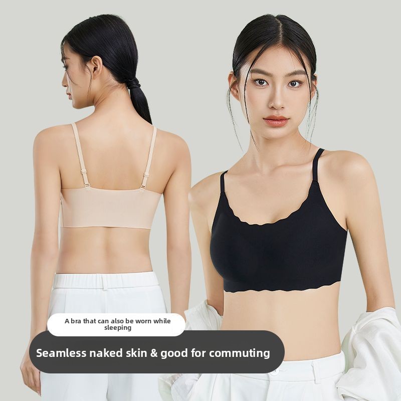 GEXIFANG Small Breasts Push Up Bra Wire Free Adjusted Straps Tube Top No Traces Integrated Underwear