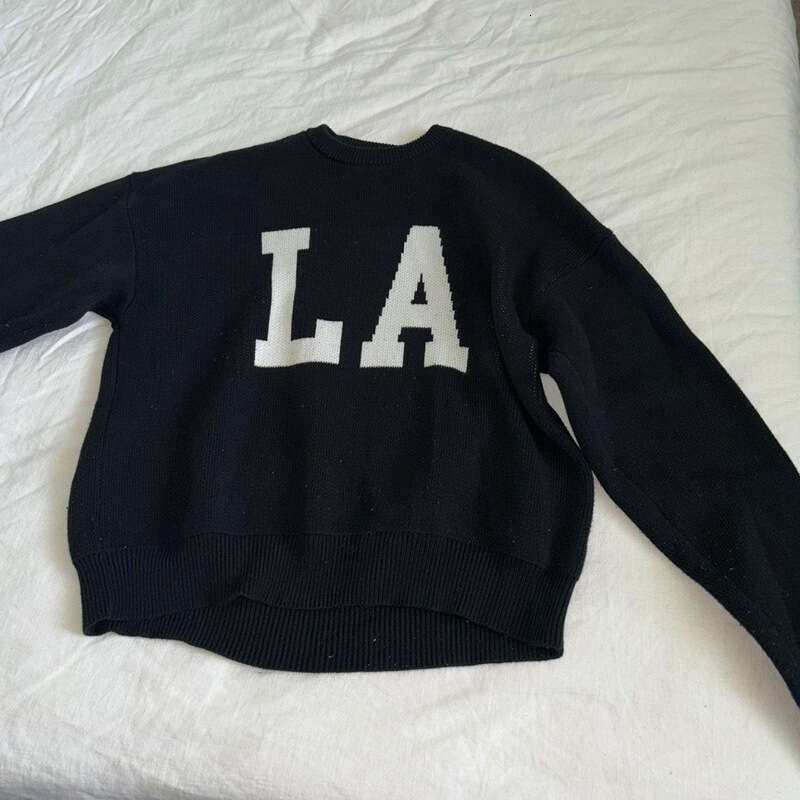 New American Street Letter Loose Round Neck Casual Versatile Long Sleeve Top Knitted Sweater