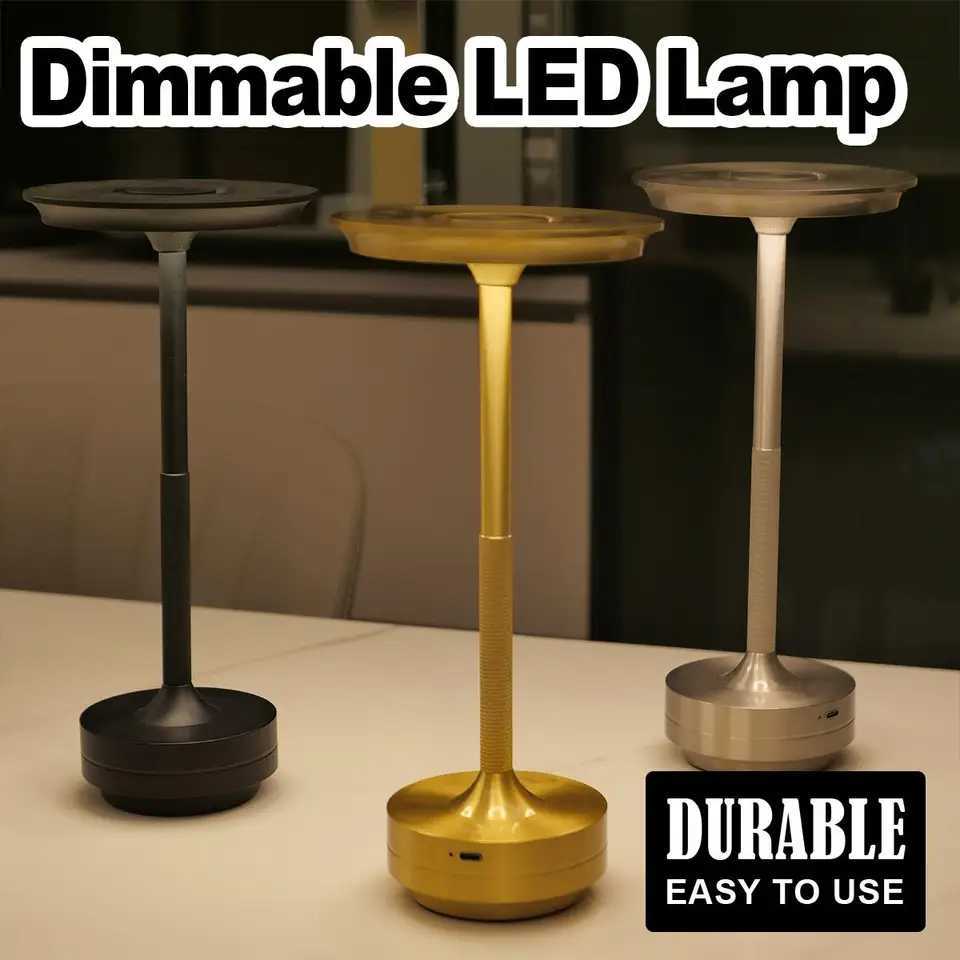 3 Color Table Lamp Silver Rechargeable Lamps For Table Usb Led Touch Dimmable Black And Gold Modern Creative Eye ProtectingM251125