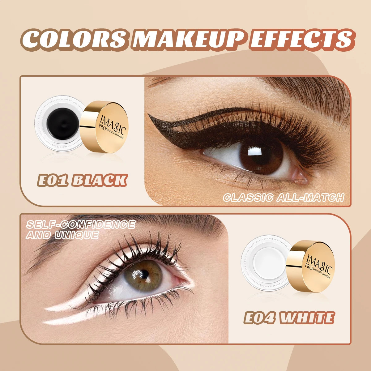 IMAGIC eyeliner waterproof gel makeup 24 hours long kit with brush 250418