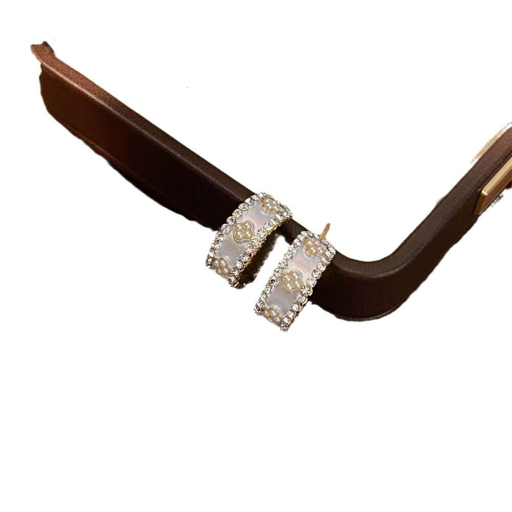 C-Shaped Pearl Earrings - Gold Plated Geometric Hoops with Zirconia Accents | Korean Fashion Minimalist Ear Jewelry for Women ddmythur