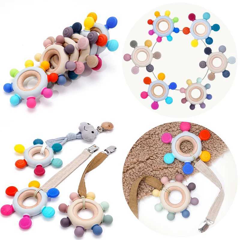 New Color Silicone Teething Infant Chewing Newborn Accessories Baby Healthy Molar Teether Toy BPA Free Wooden Ring Nursing Gift G251125